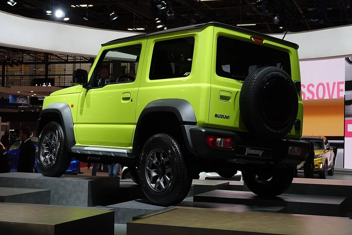 2018 three-door Jimny rear profile; inspect the underside and history of any used example.