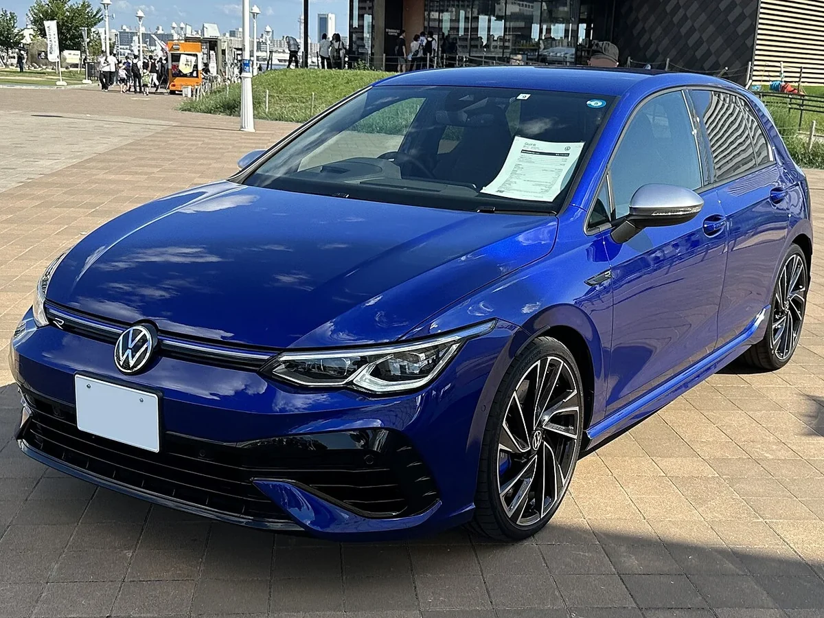 Blue Volkswagen Golf R Mk8 front view