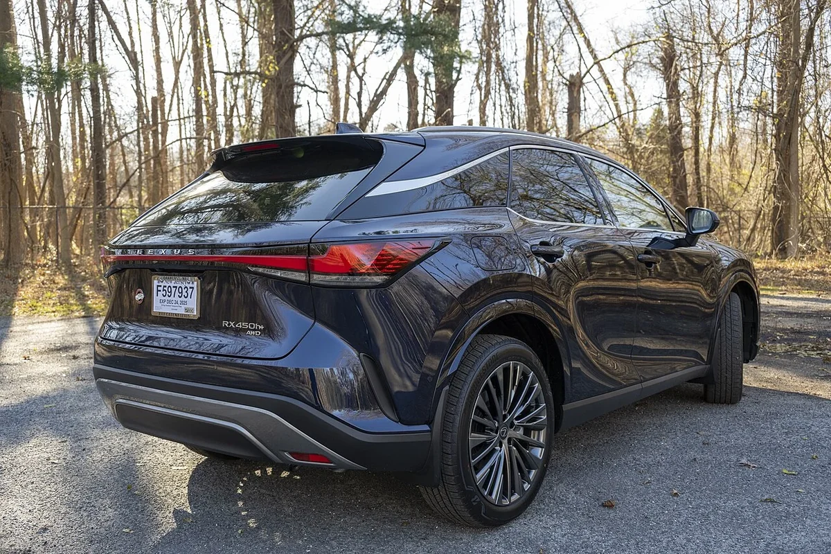 2026 Lexus RX 450h+ Luxury rear three-quarter view