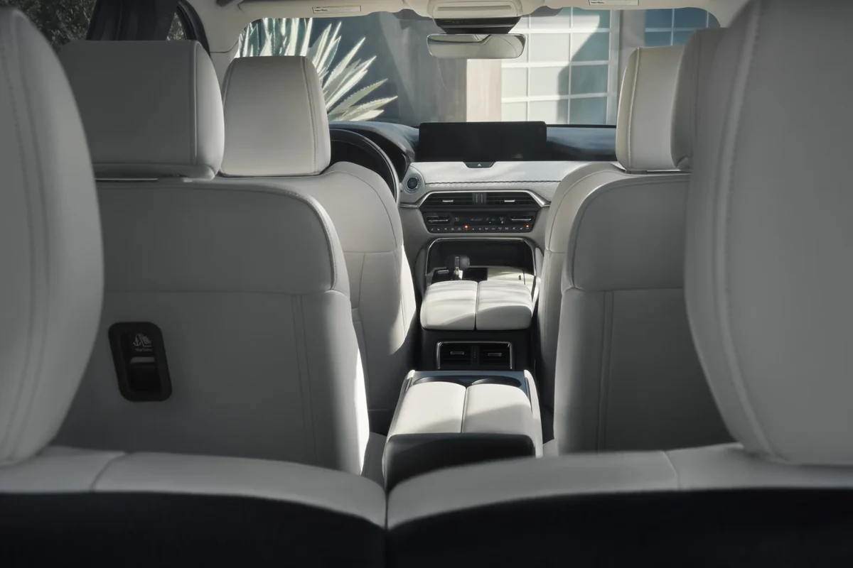 Mazda CX-90 cabin viewed from the rear seats