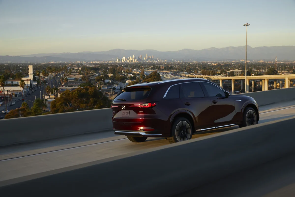 Mazda CX-90 rear three-quarter view