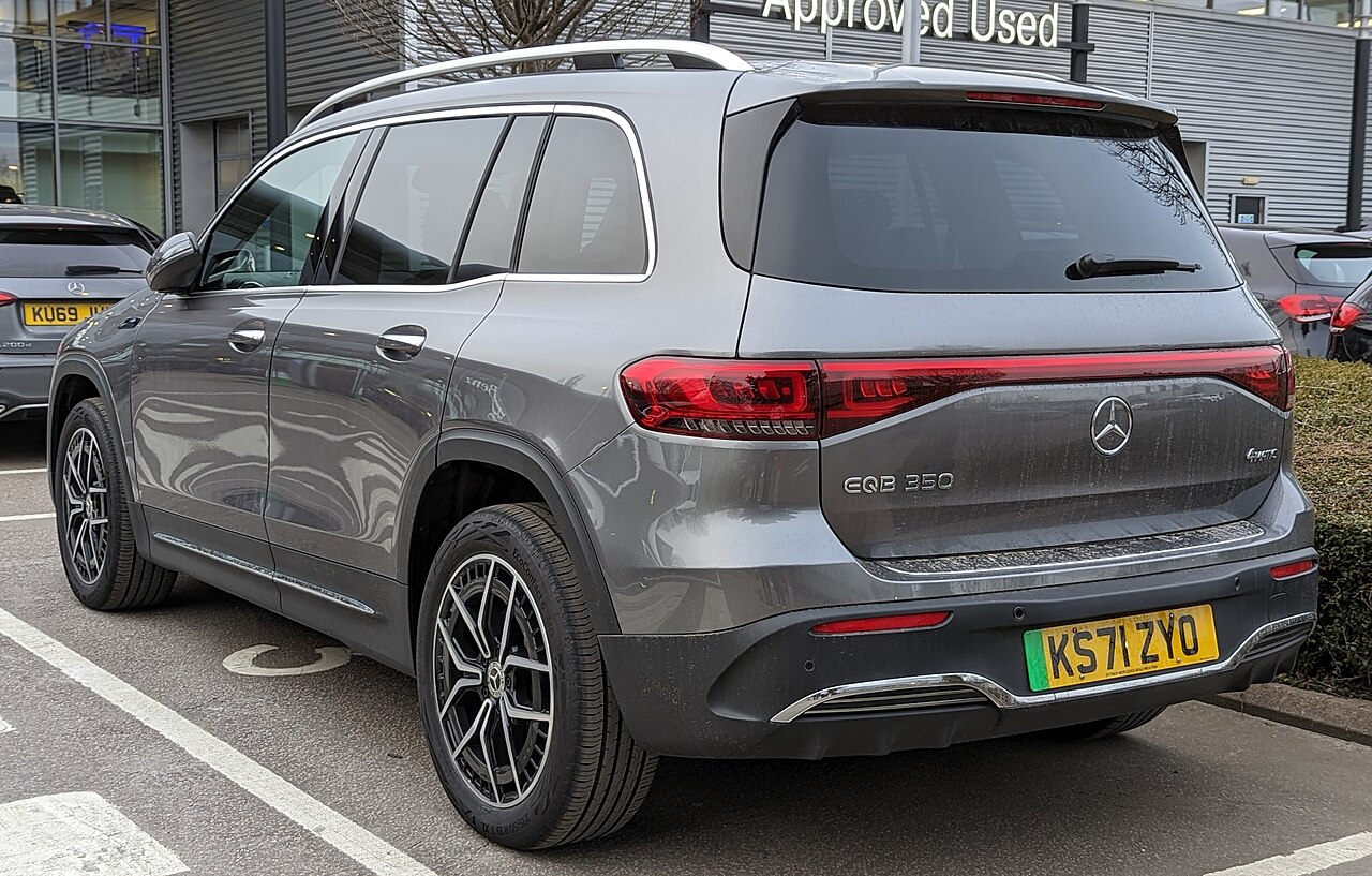Mercedes-Benz EQB 350 4MATIC grey 2021 AMG Line rear three-quarter view
