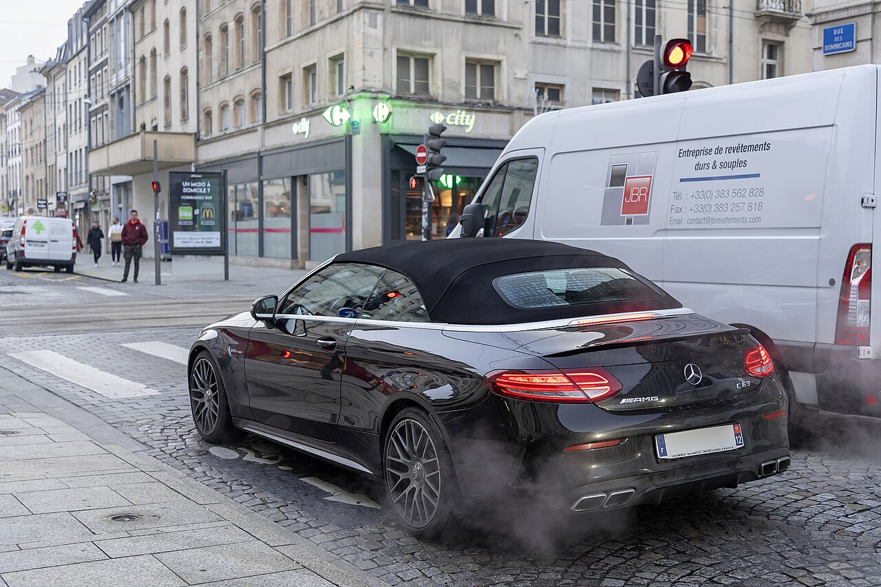 Black A205 AMG C 63 Cabriolet rear view