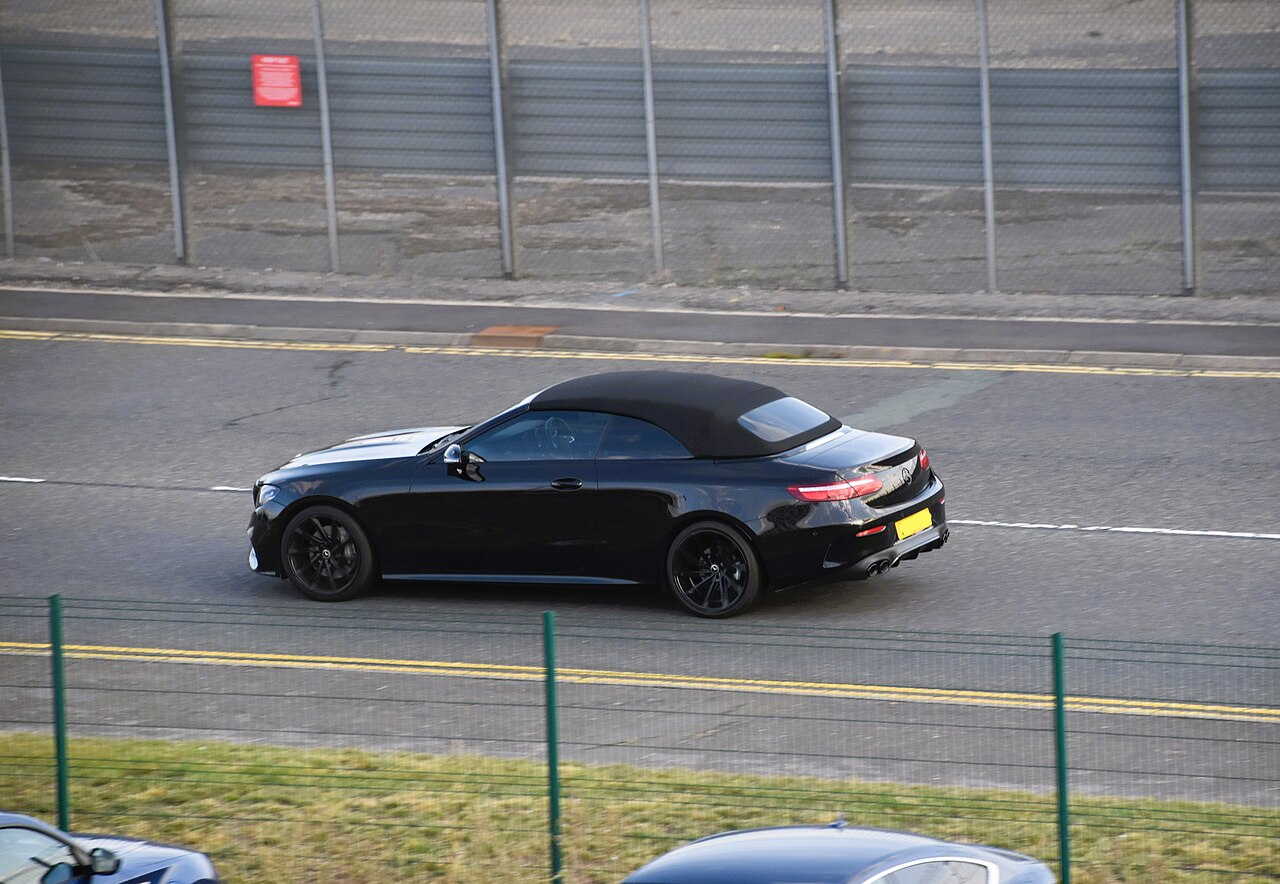 Earlier black A238 AMG E 53 Cabriolet with roof closed