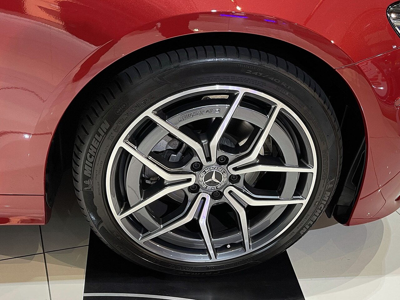 AMG wheel on red E 200 Cabriolet