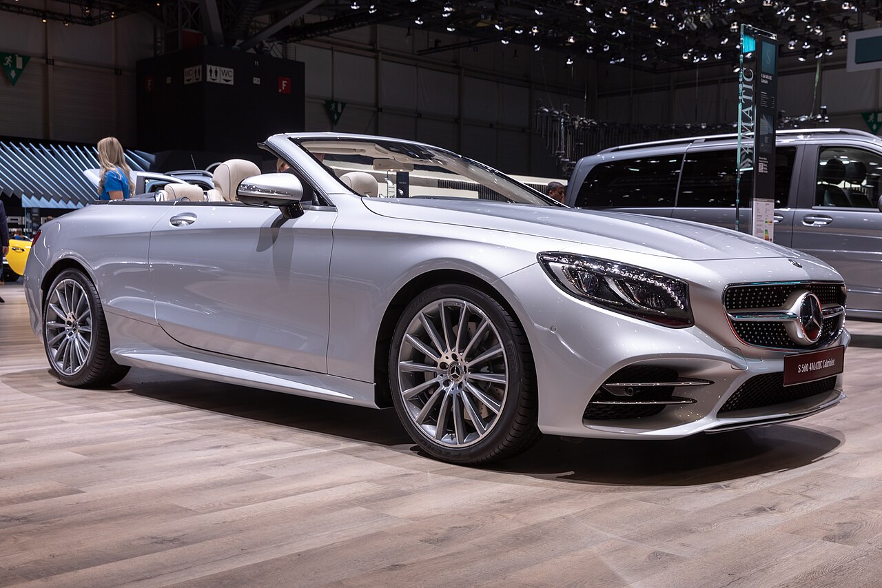Silver A217 S 560 Cabriolet at the 2019 Geneva motor show