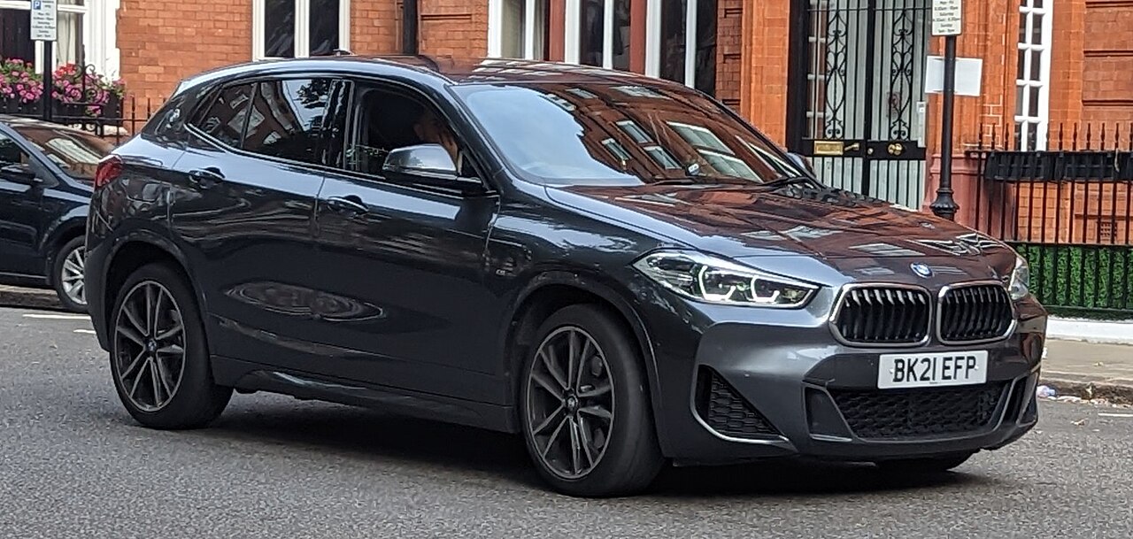 Grey 2021 BMW X2 sDrive20i M Sport F39 front and side