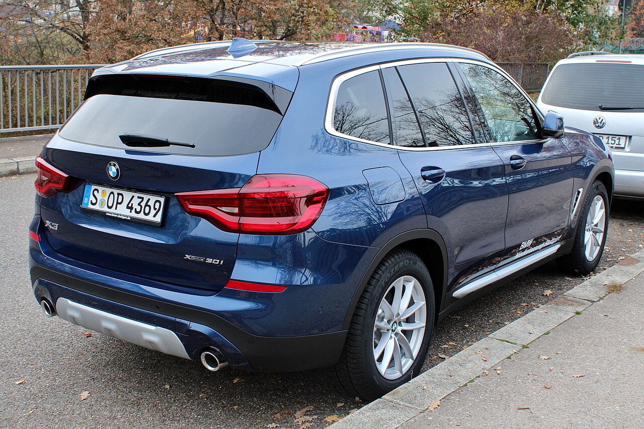 Blue early BMW X3 xDrive30i G01 rear with model badge
