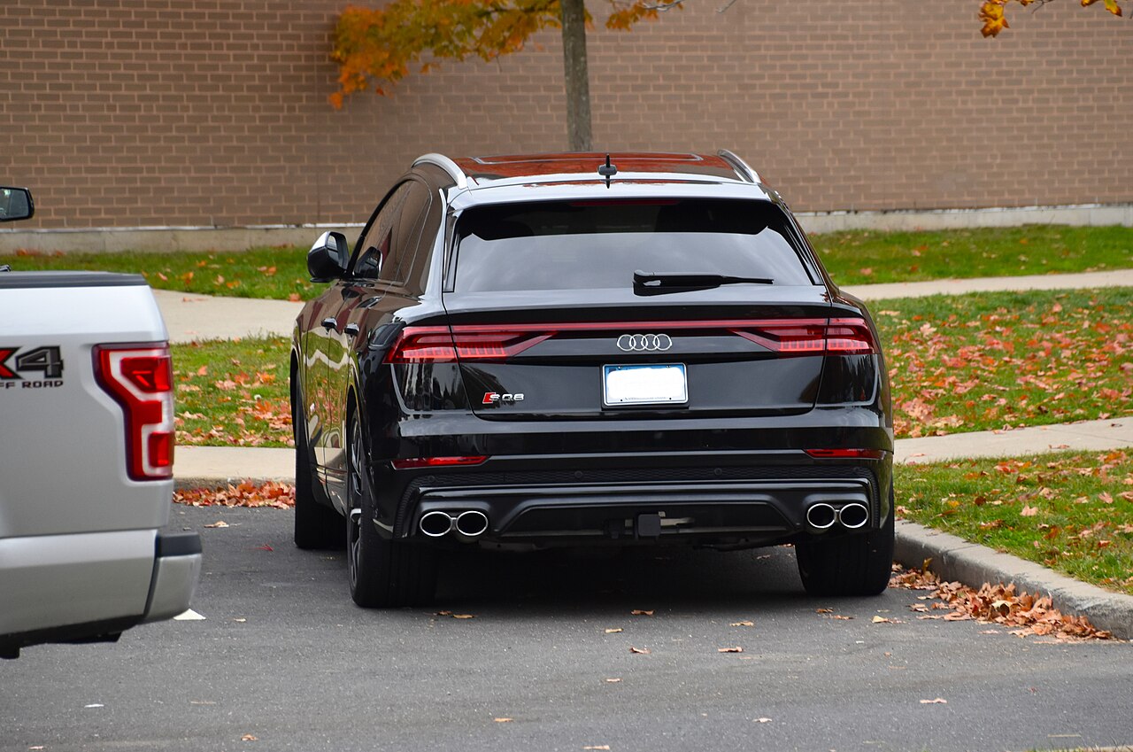 Black 2022 Audi SQ8 TFSI direct rear view