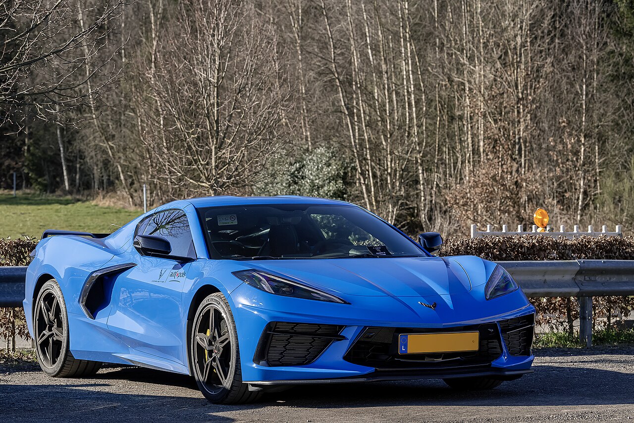Blue Chevrolet Corvette C8 Stingray coupe