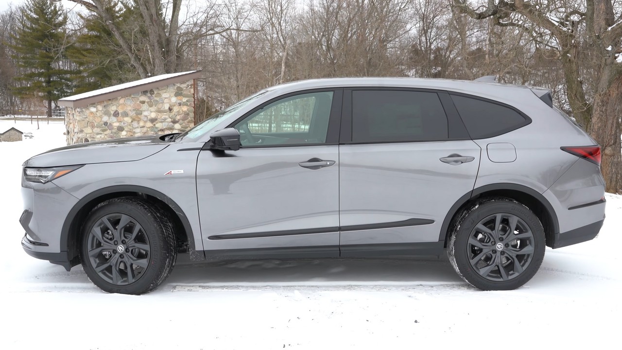 Grey 2022 Acura MDX, side profile