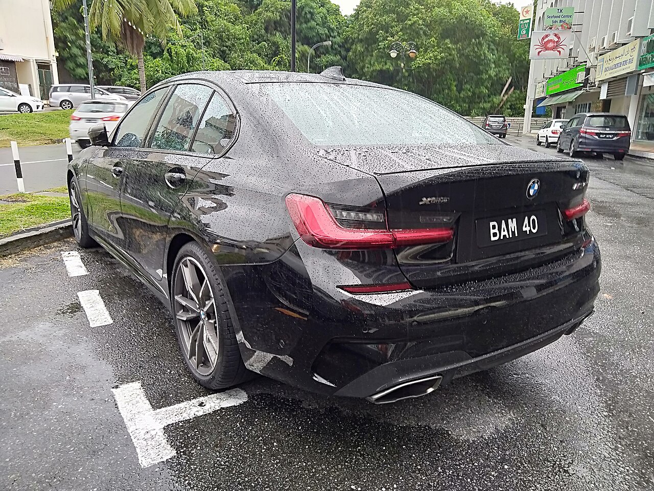 BMW M340i xDrive G20, rear three-quarter view in Brunei