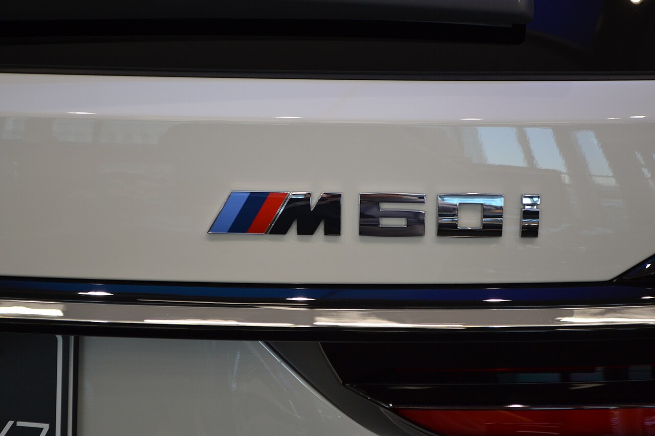 BMW X7 M60i rear badge close-up