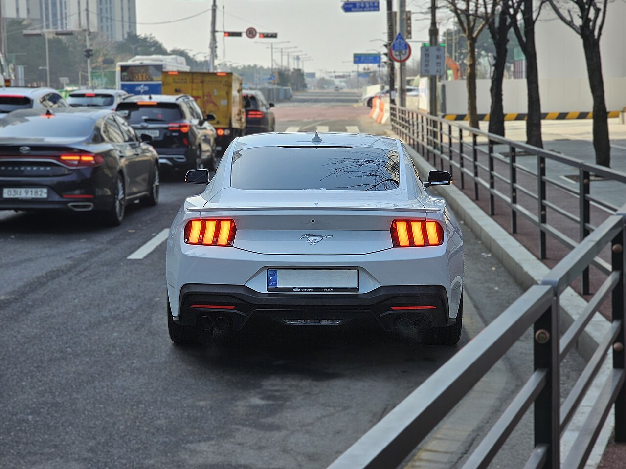 White Ford Mustang S650 EcoBoost Premium, rear view