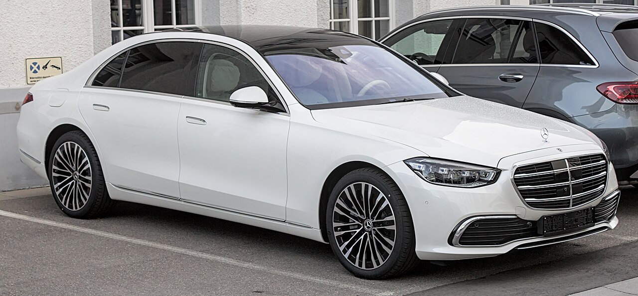 White W223 Mercedes-Benz S-Class, front three-quarter view