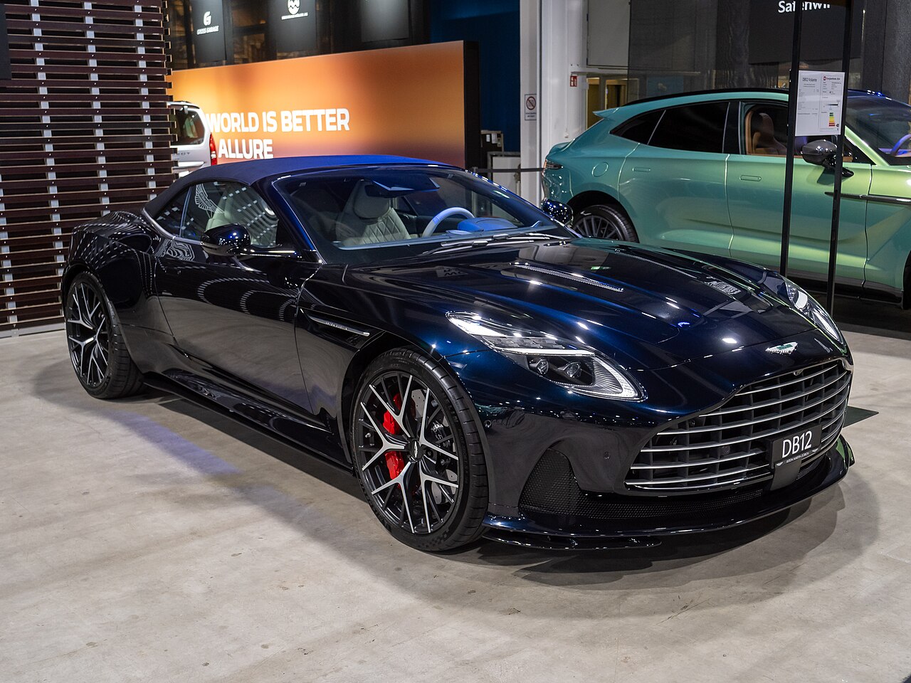 Aston Martin DB12 Volante, front three-quarter view