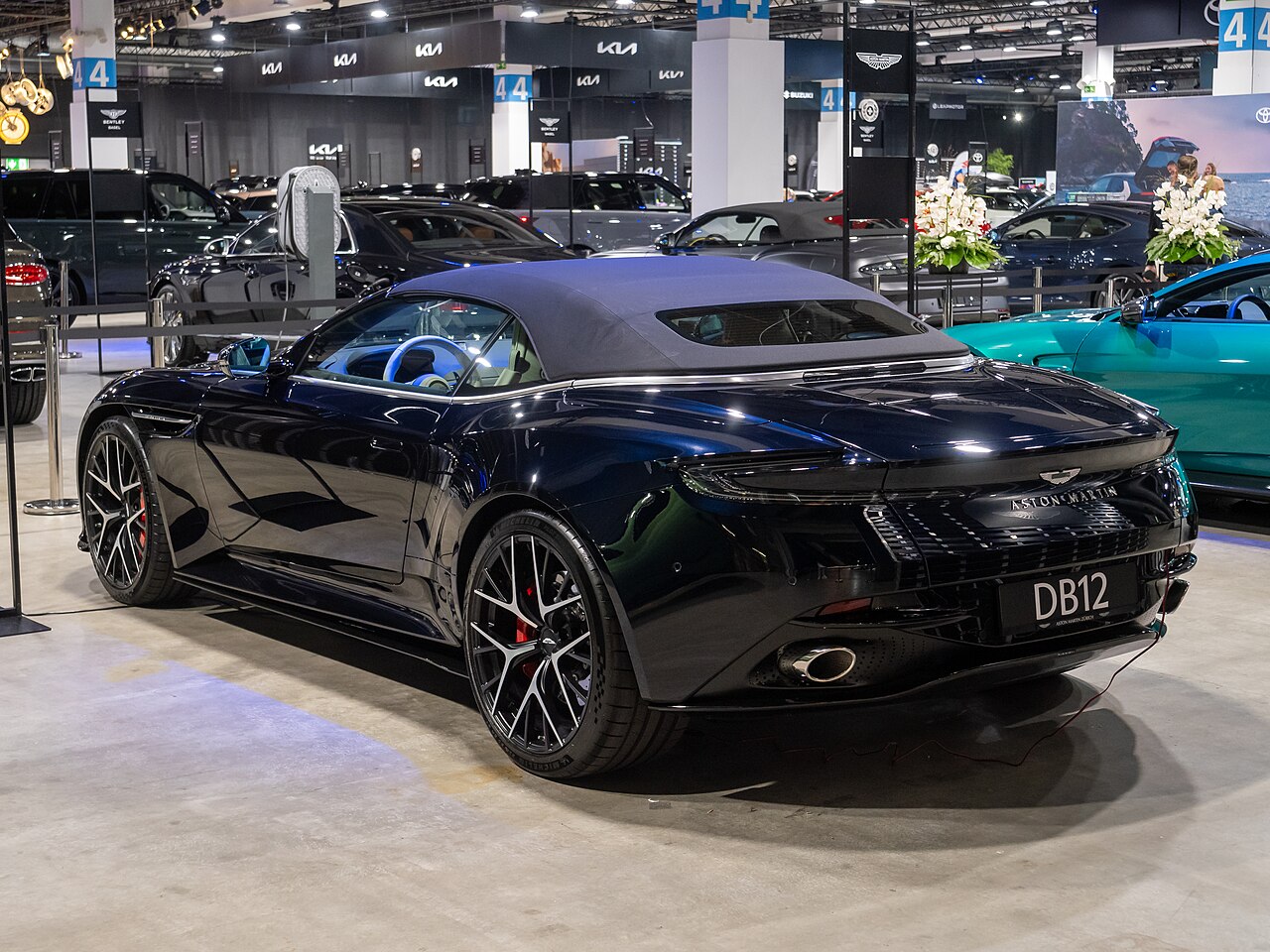 Aston Martin DB12 Volante, rear three-quarter view