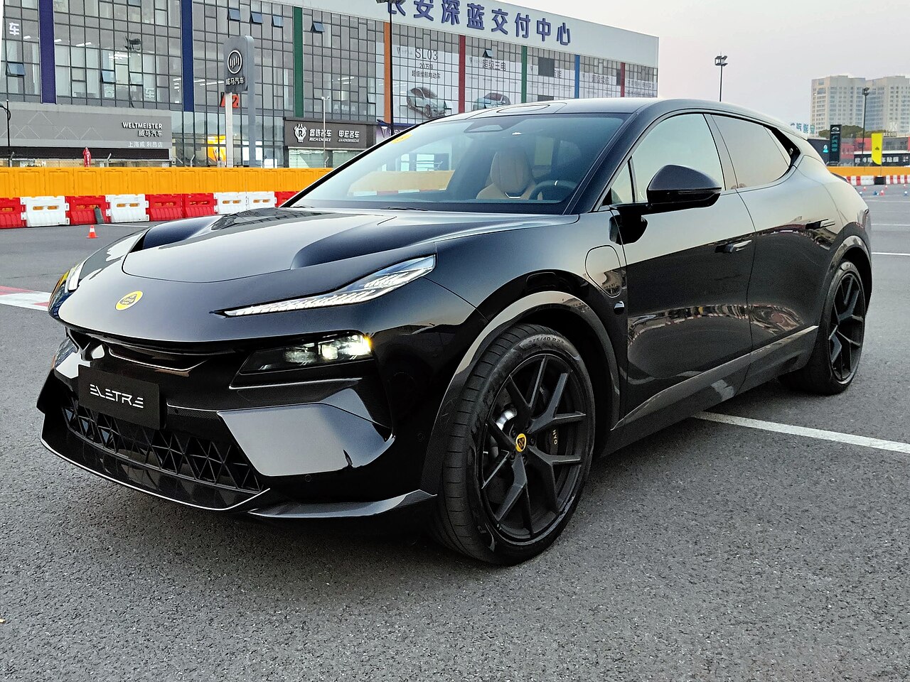 Black Lotus Eletre, front three-quarter view in a parking area