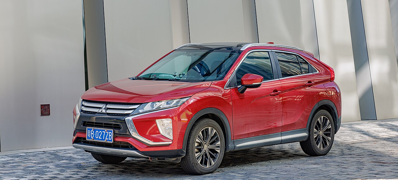Red Mitsubishi Eclipse Cross in China, front three-quarter view