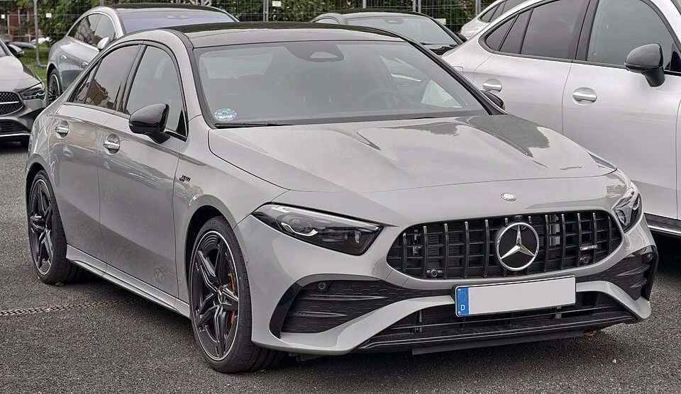 Front exterior — Mercedes-AMG A35 V177 facelift sedan photographed in Europe; not the hatchback body style.