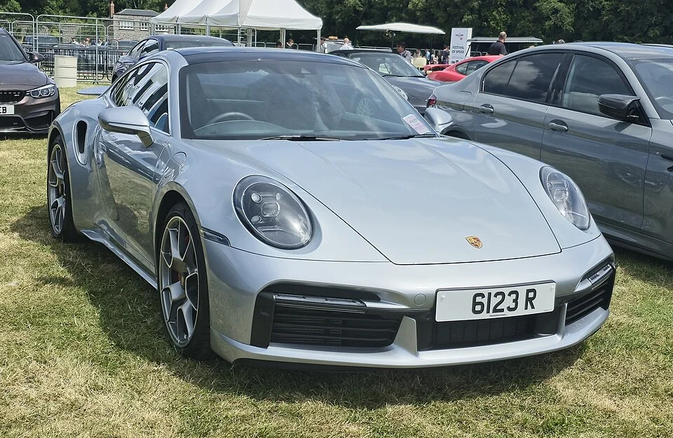 Front exterior — Porsche 911 Turbo 992.1, not Turbo S, photographed in the UK; later examples illustrate the body, not the exact 2020 launch specification.