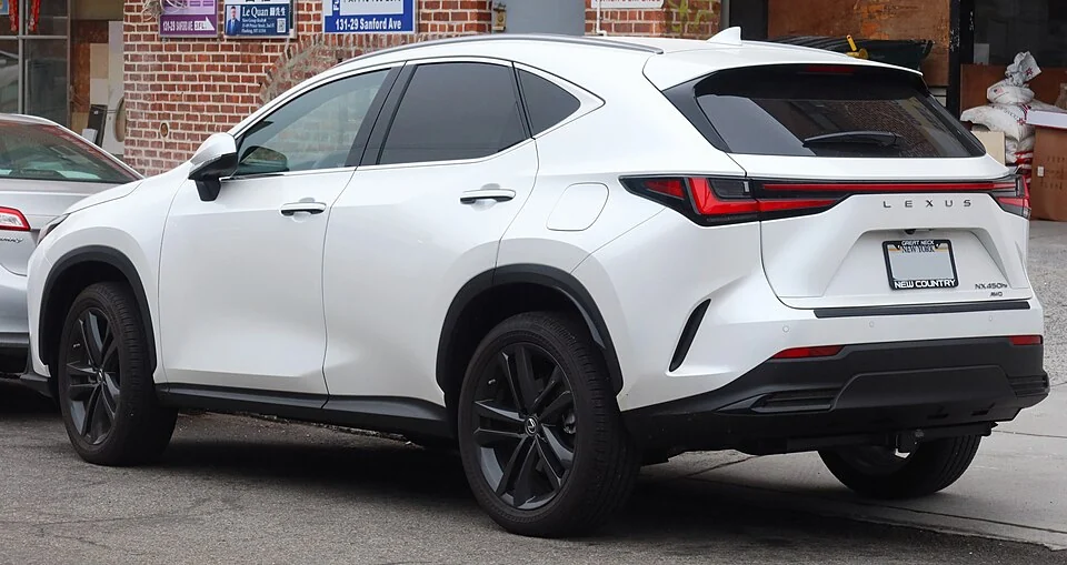 Rear exterior — 2023 Lexus NX 450h+ photographed in New York; earlier second-generation plug-in-hybrid body reference, not the MY2025 NX250 or NX350 powertrain.
